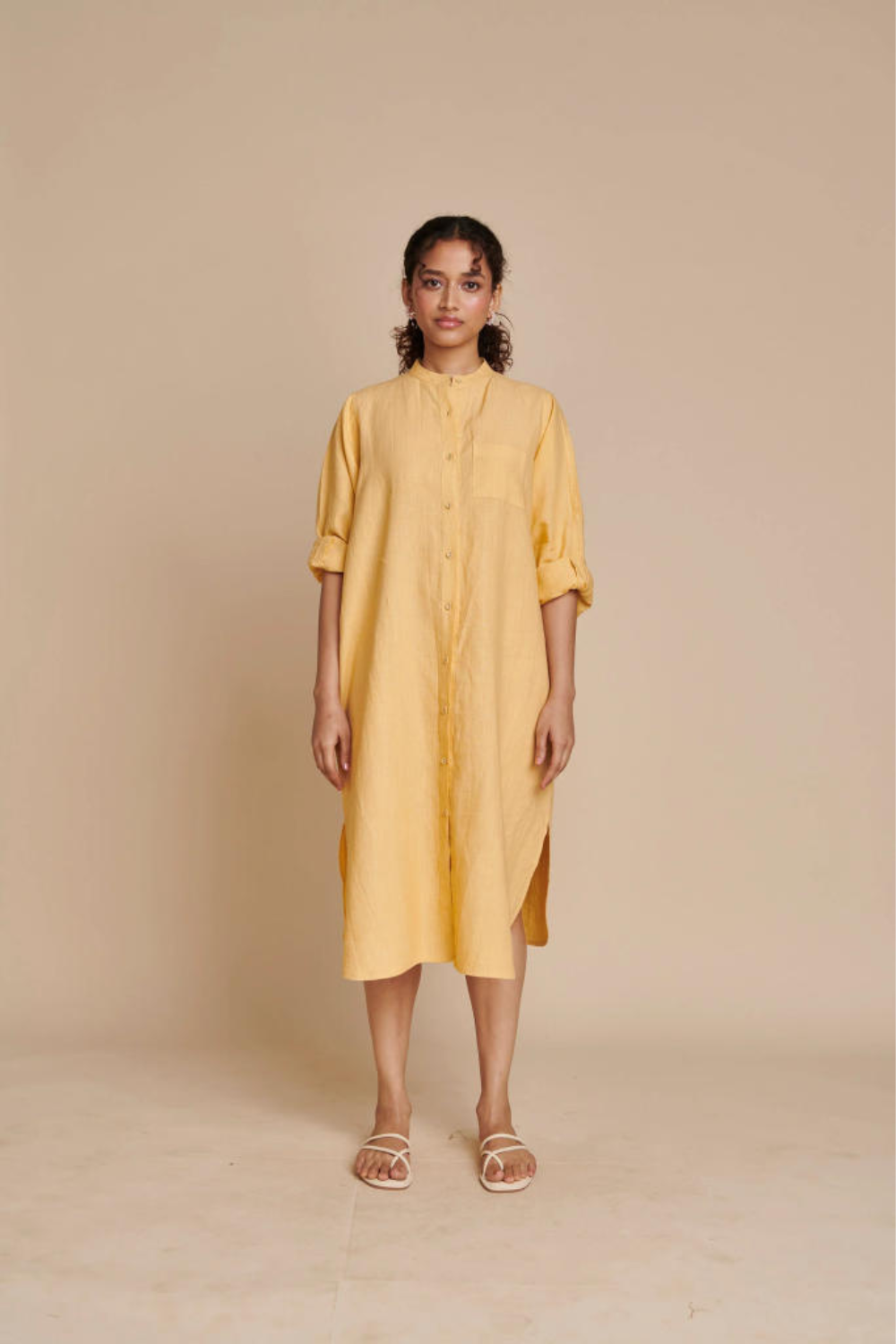 Butterscotch Linen Shirt Dress