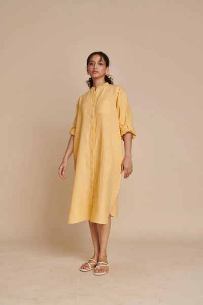 Butterscotch Linen Shirt Dress