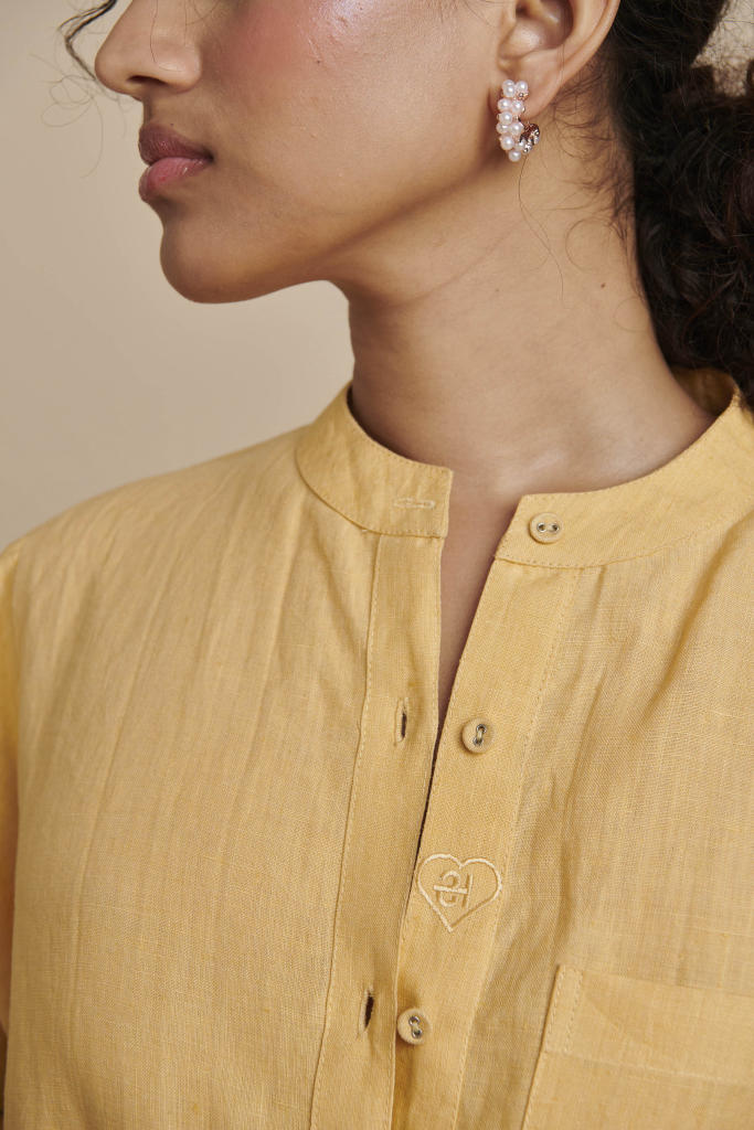 Butterscotch Linen Shirt Dress