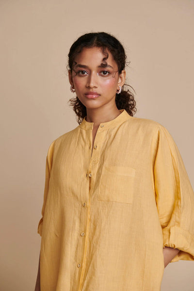 Butterscotch Linen Shirt Dress