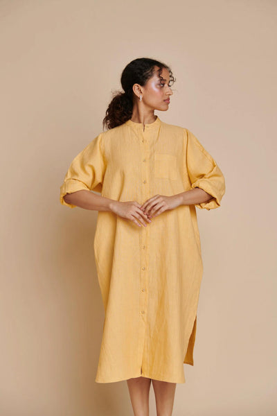 Butterscotch Linen Shirt Dress