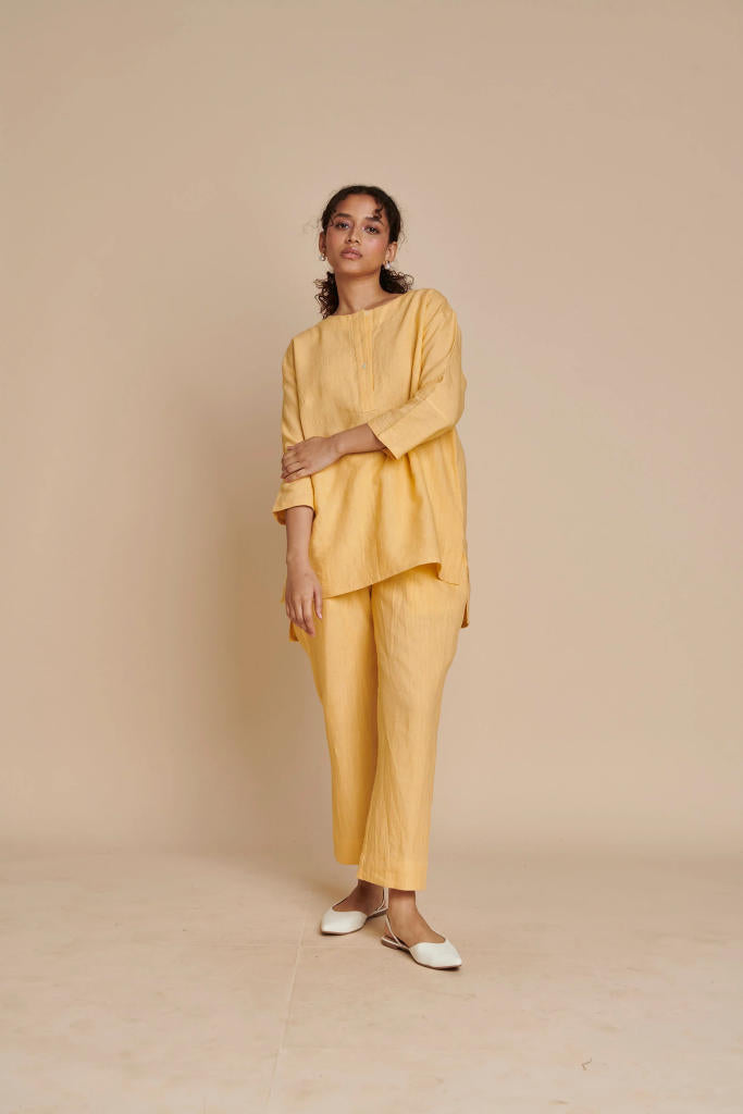 Butterscotch Linen Short Kurta