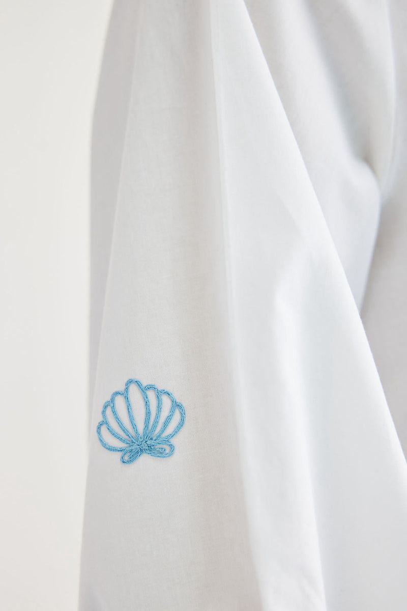 By The Sea Organic Cotton Classic Shirt poplin by SUI in white color for women Worldwide