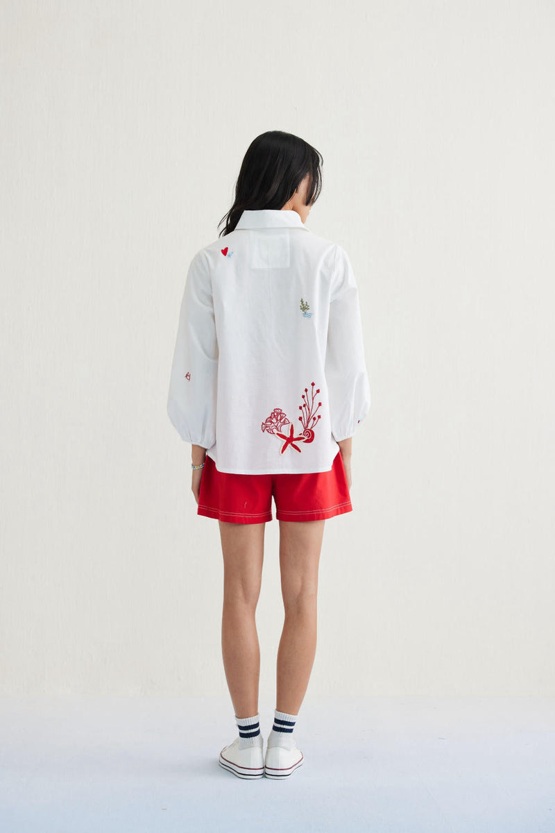 By The Sea Organic Cotton Classic Shirt poplin by SUI in white color for women Worldwide