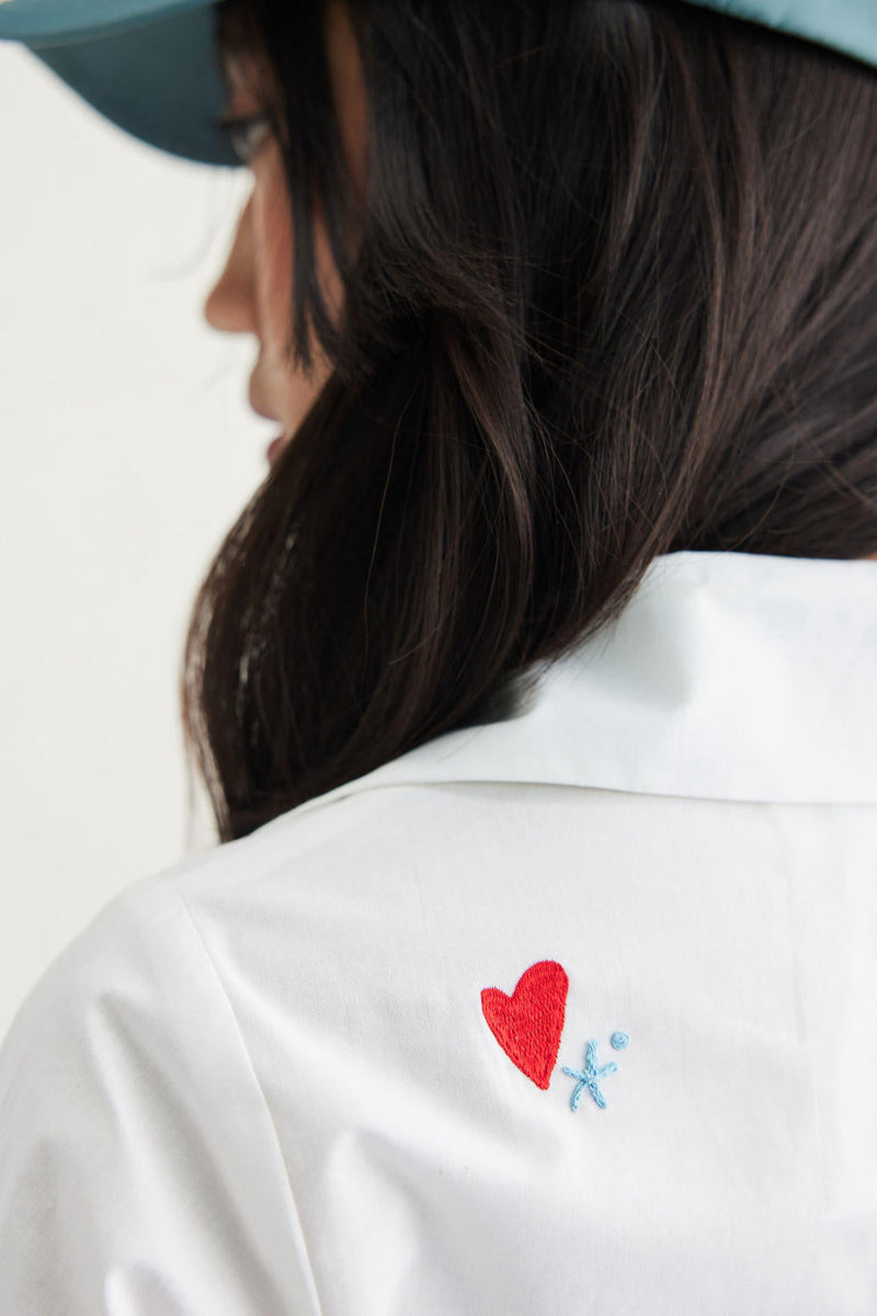 By The Sea Organic Cotton Classic Shirt poplin by SUI in white color for women Worldwide