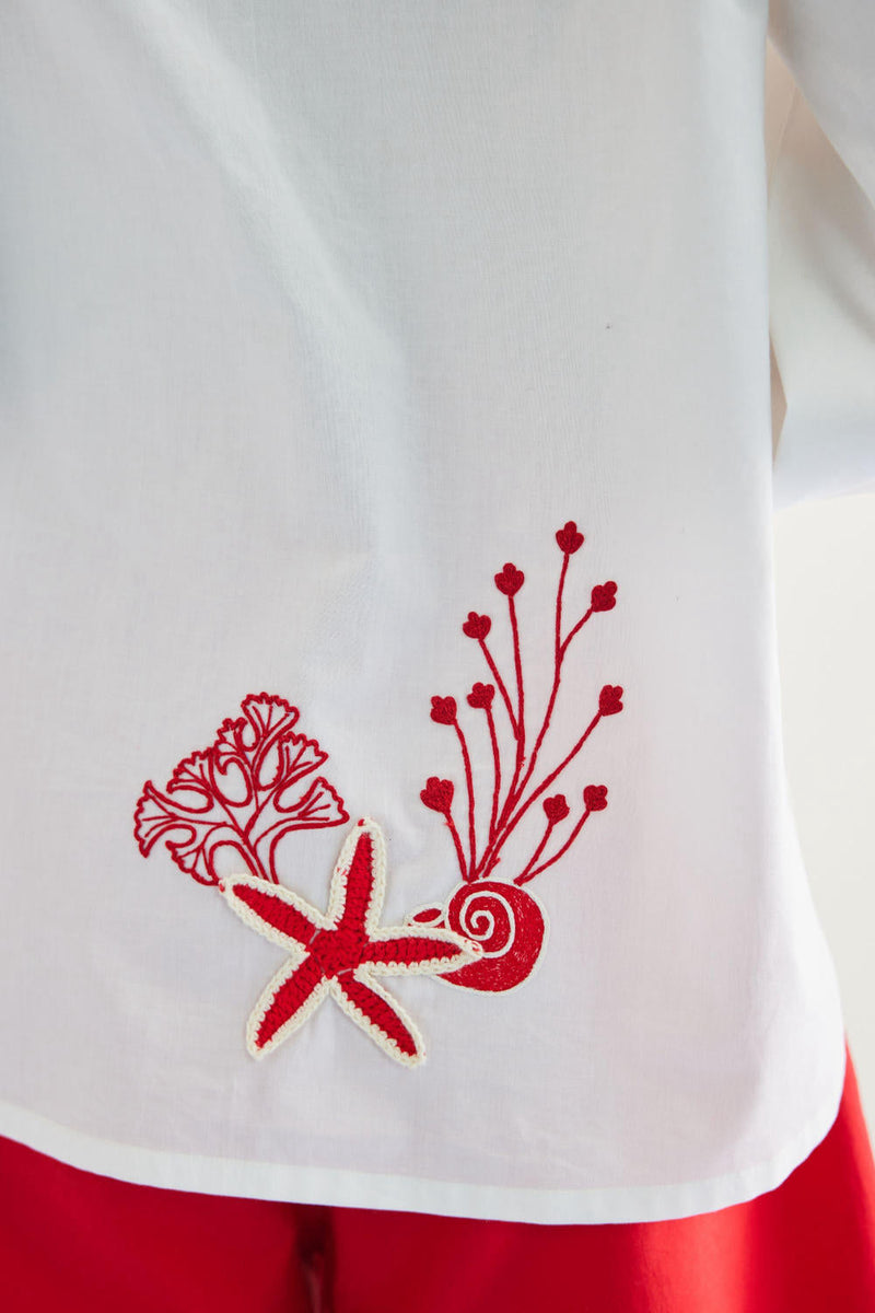By The Sea Organic Cotton Classic Shirt poplin by SUI in white color for women Worldwide