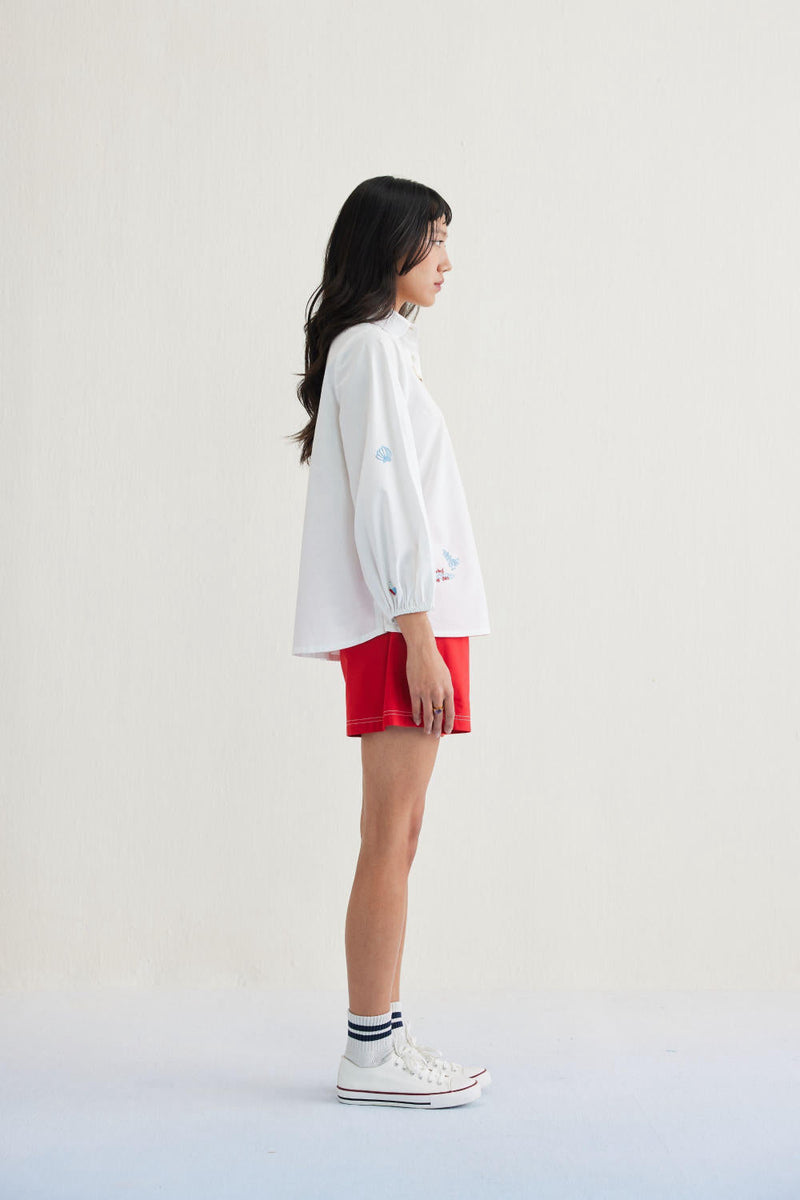 By The Sea Organic Cotton Classic Shirt poplin by SUI in white color for women Worldwide
