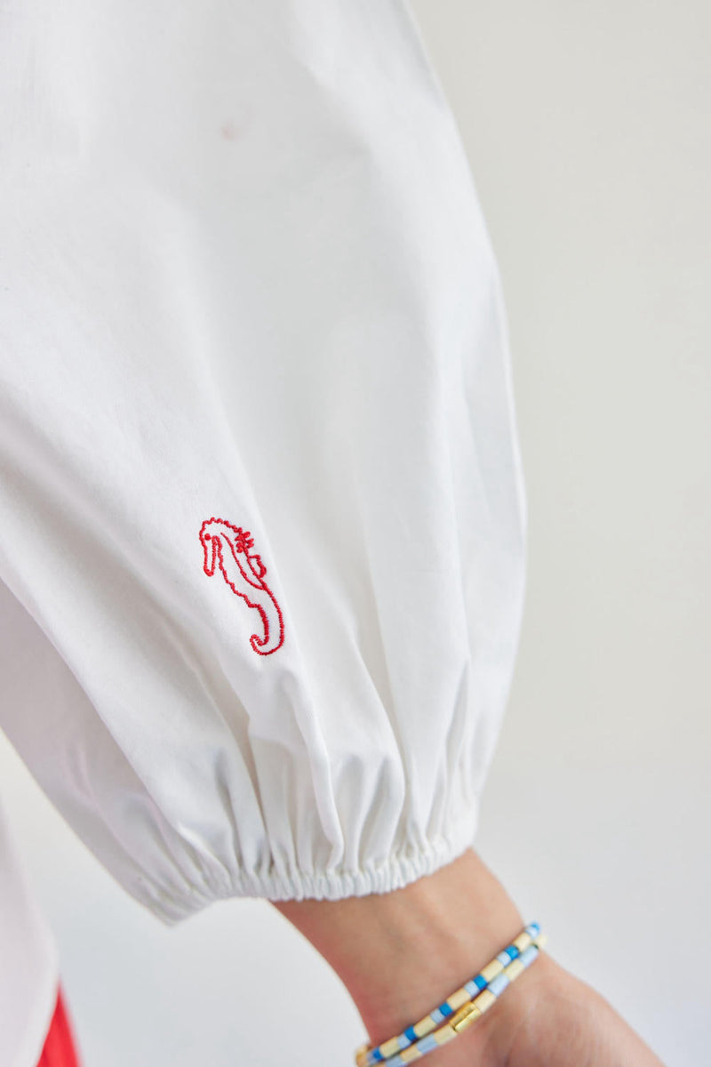 By The Sea Organic Cotton Classic Shirt poplin by SUI in white color for women Worldwide