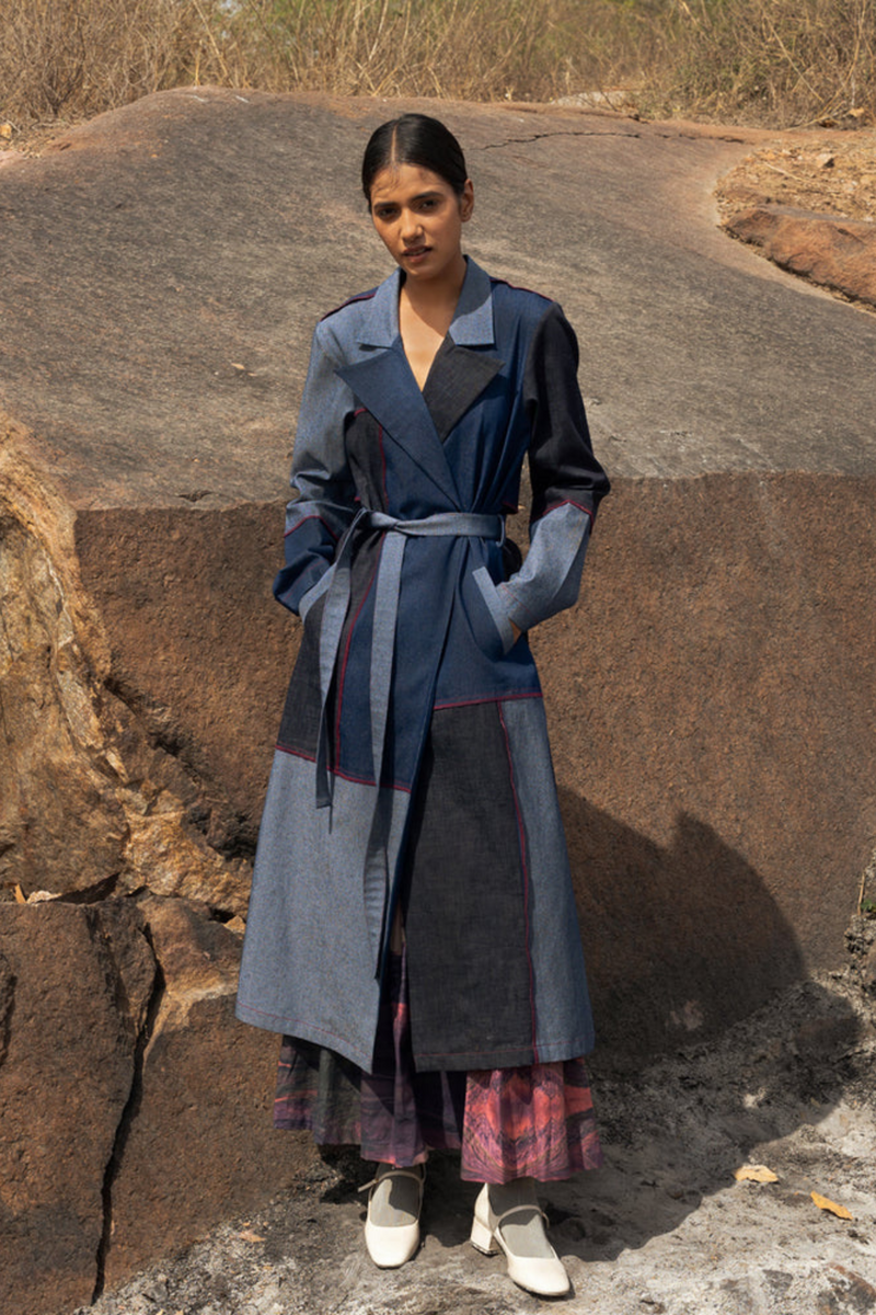Amelia Denim Trench mul by Doodlage in multi color for women Worldwide