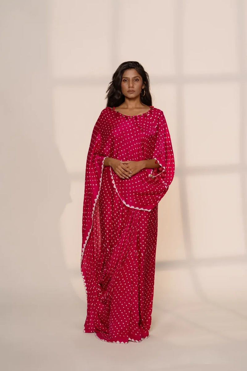 CAPE SAREE-PINK silk by Dyelogue in pink color for women Worldwide