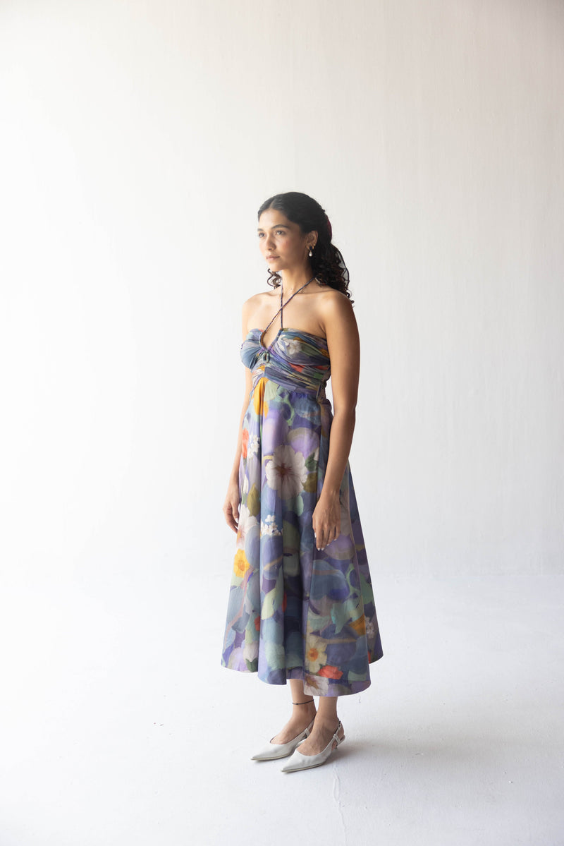 BLUEBERRY GROVE DRESS by Yam in blue color for women Worldwide
