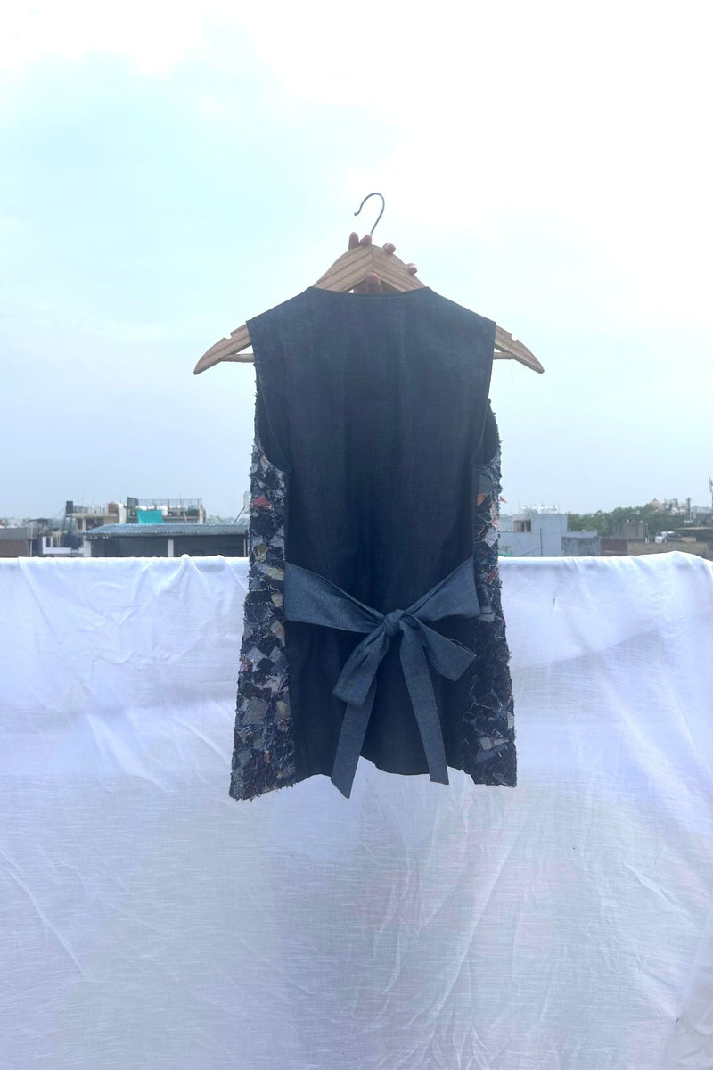 Ida Upcycled Denim Waistcoat by Doodlage in blue color for women Worldwide