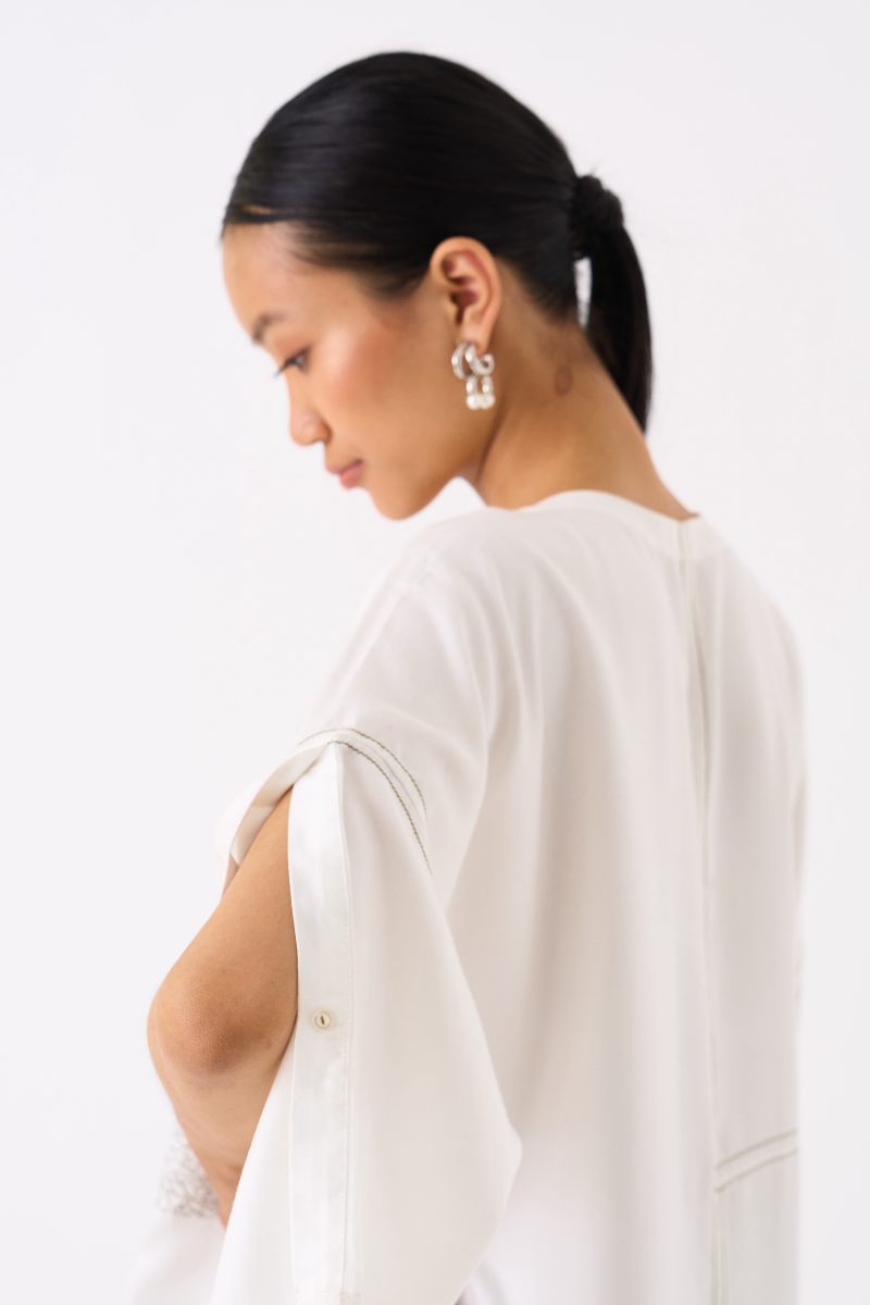 PATCH POCKET TUNIC-IVORY by THREE in ivory color for women Worldwide