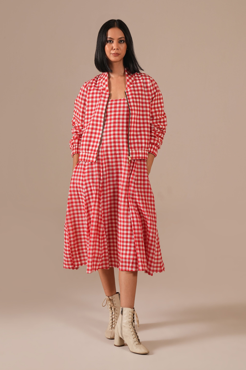 CHERRY LUSTER SET 100% cotton by Indigo Dreams in red color for women Worldwide