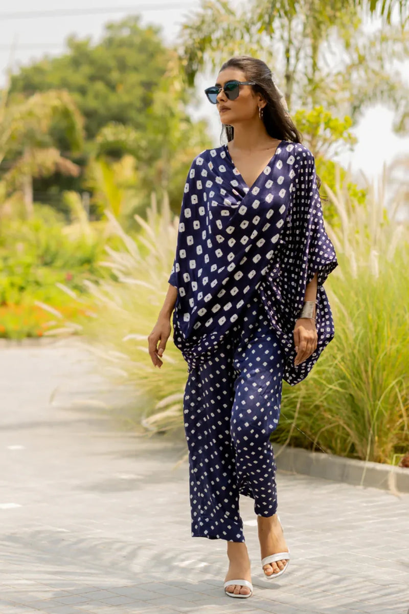 CHOTA MOTA TWIST TOP-BLUE silk by Dyelogue in blue color for women Worldwide