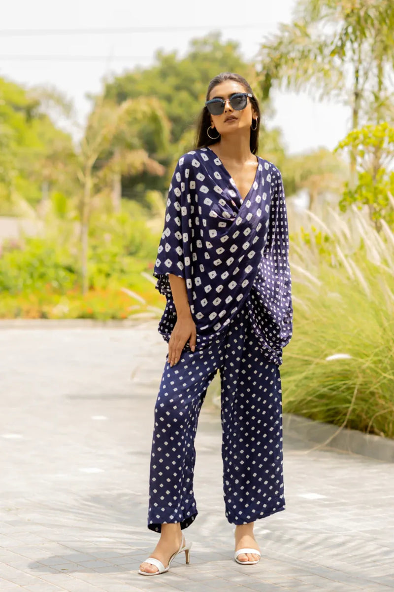 CHOTA MOTA TWIST TOP-BLUE silk by Dyelogue in blue color for women Worldwide