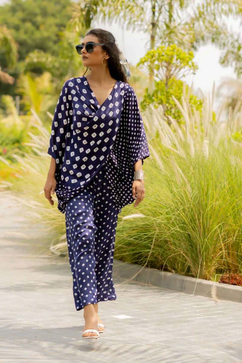 CHOTA MOTA TWIST TOP-BLUE silk by Dyelogue in blue color for women Worldwide