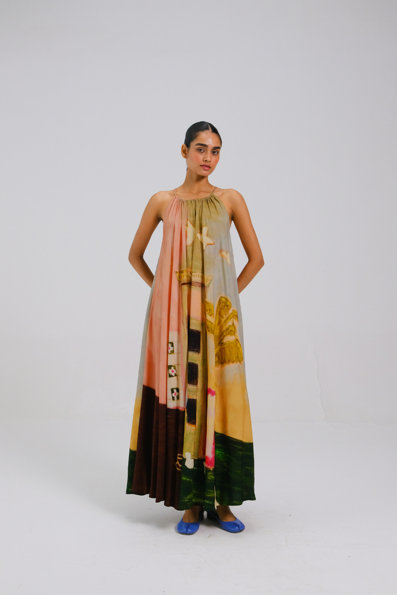 CIRCLE LONG DRESS - MORNING COFFEE by CORD for women Worldwide