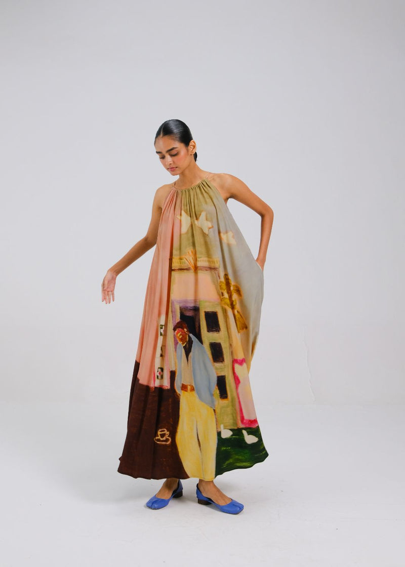 CIRCLE LONG DRESS - MORNING COFFEE by CORD for women Worldwide