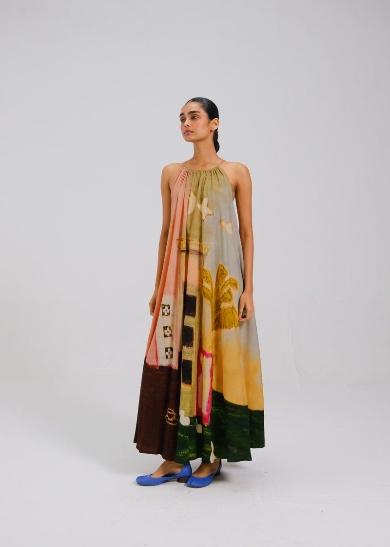 CIRCLE LONG DRESS - MORNING COFFEE by CORD for women Worldwide