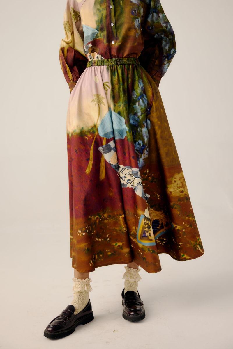 CIRCLE SKIRT-Lakeside satin by CORD for women Worldwide