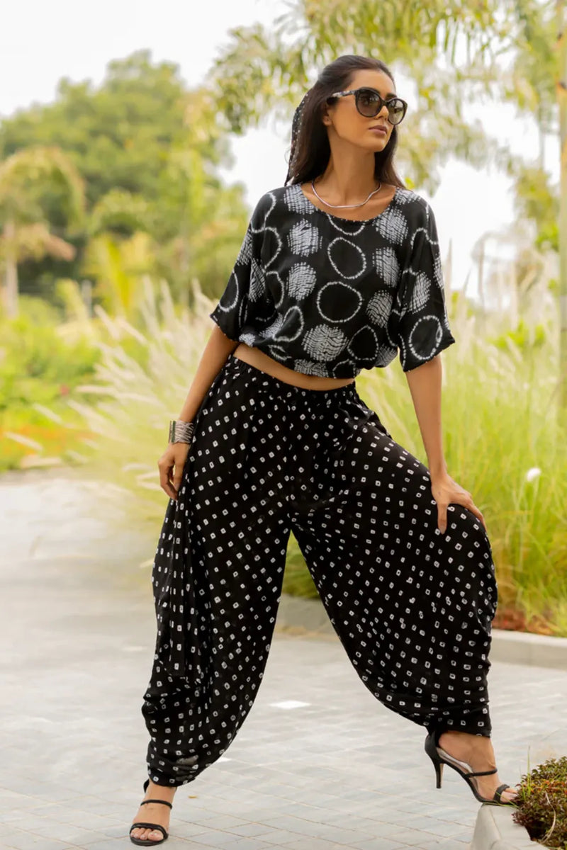 CIR SHIB CROP TOP-BLACK silk by Dyelogue in black color for women Worldwide