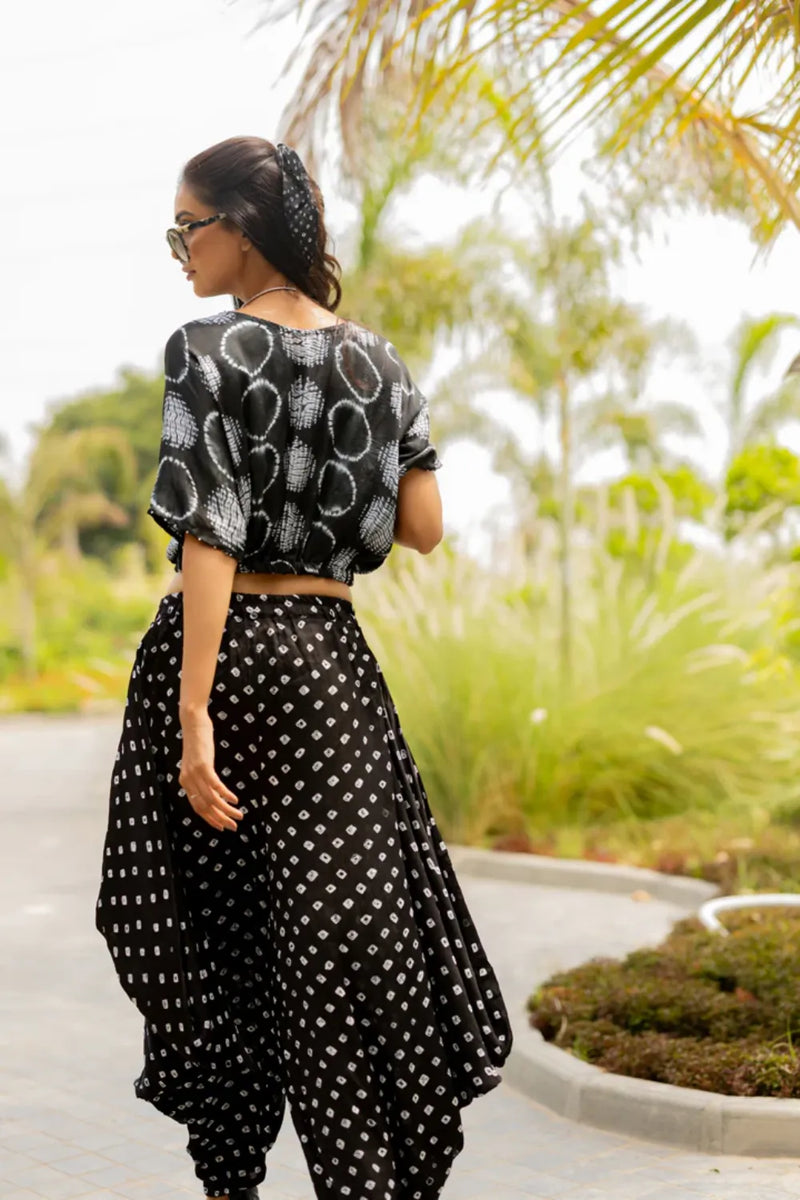 CIR SHIB CROP TOP-BLACK silk by Dyelogue in black color for women Worldwide