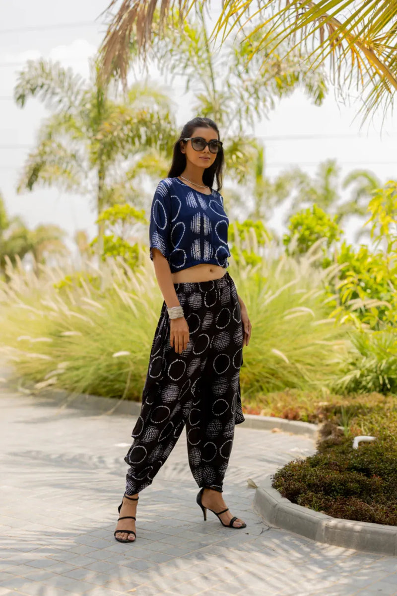 CIR SHIB WRAP DHOTI-BLACK silk by Dyelogue in black color for women Worldwide