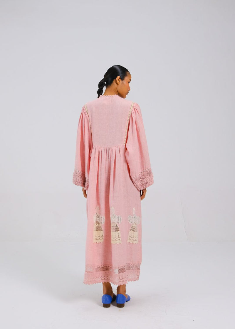 CLAIRE DRESS - Rose doll appl. all linen by CORD for women Worldwide