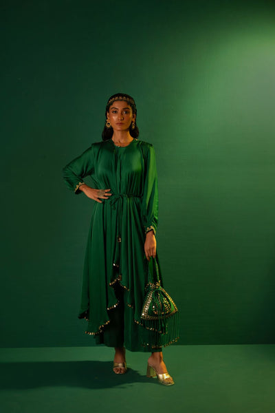 Chamakeen Masai  Green Anti Fit Kurta with oversized pant