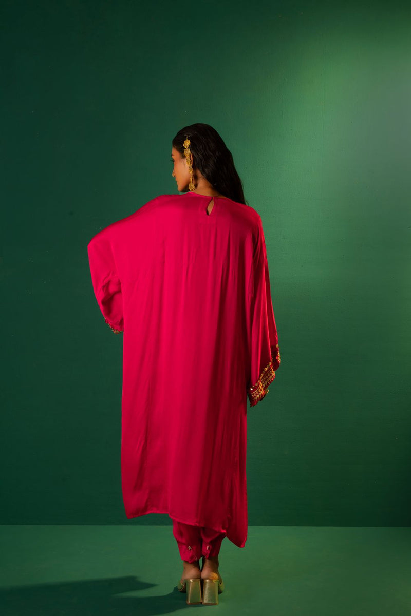Chamakeen Marrakech Choga Kurta Set satin by PRAHNAAYA in pink color for women Worldwide