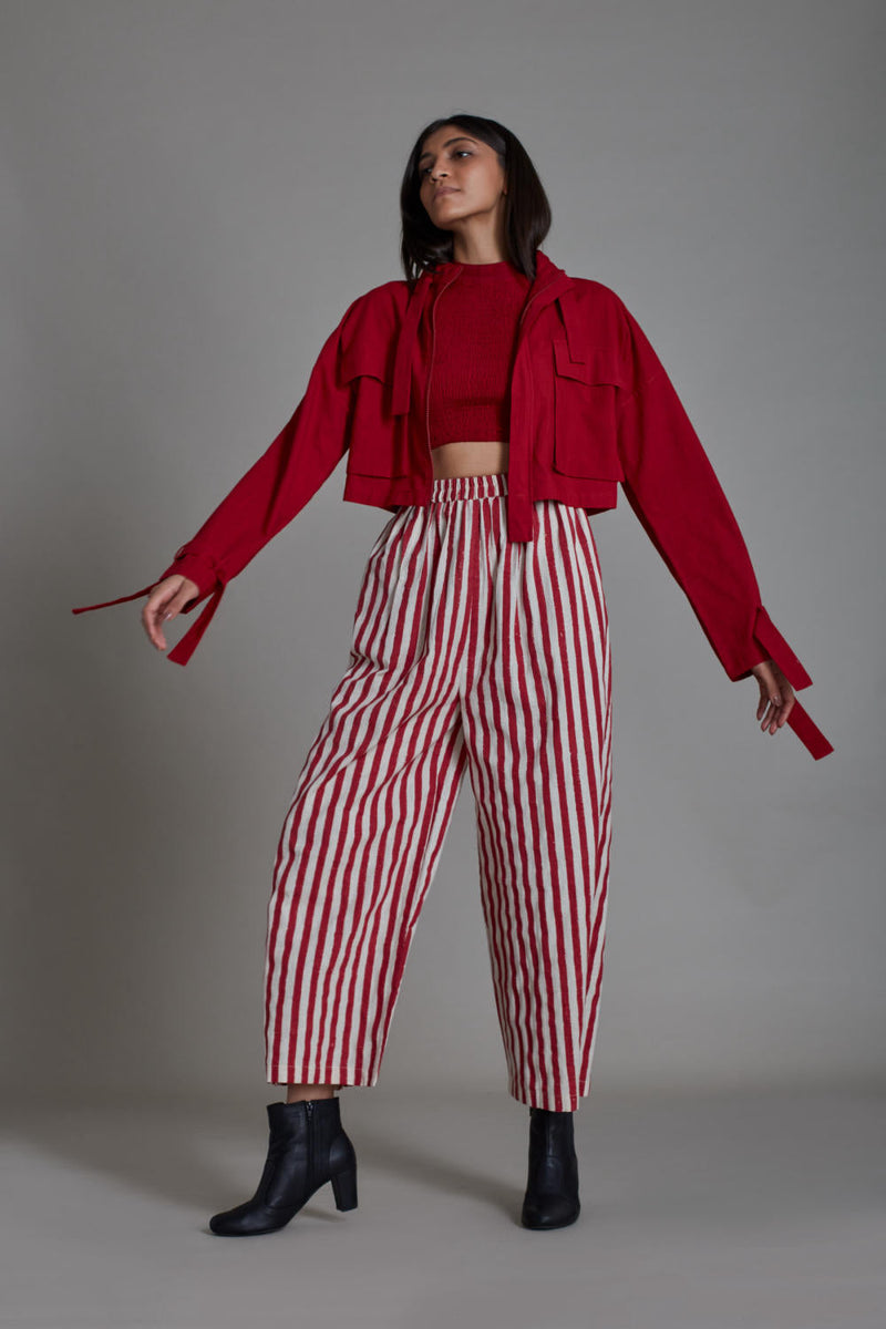 COVER SMOCKED RE SET - RED ( 3PCS) Co-ord Set by Mati for women Worldwide