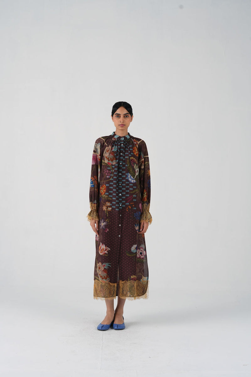 Chloe Dress-Floret cotton silk dress by CORD in multi-color for women Worldwide
