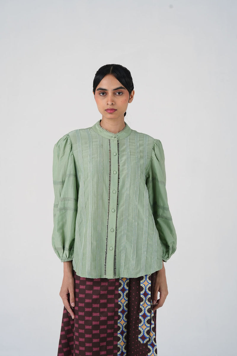 Anna Top-Mint cotton silk top and shirts by CORD in multi-color for women Worldwide