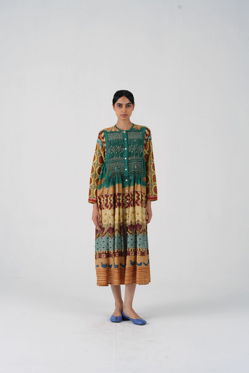 Frida Dress-Fresco cotton silk dress by CORD in multi-color for women Worldwide