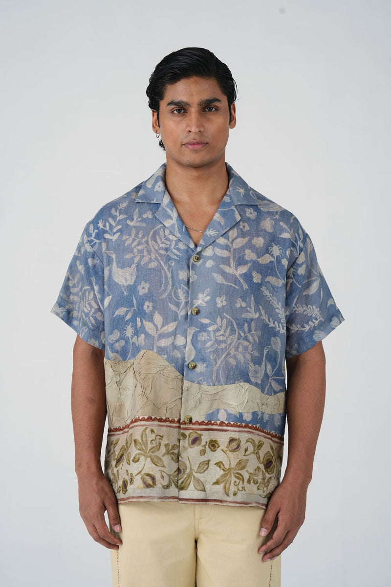 Unisex Shirt-Crumpled Wallpaper linen shirt by CORD MEN in multi-color for men Worldwide