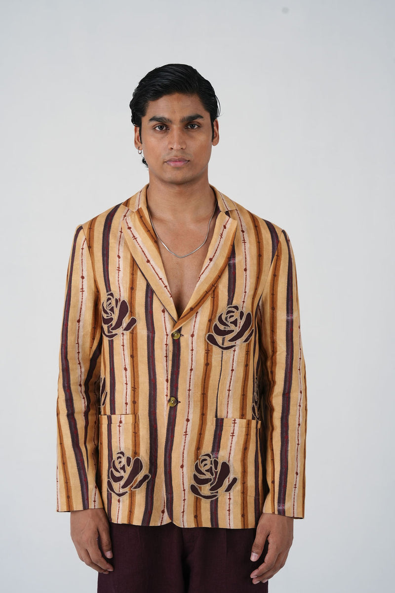 Odyssey Blazer-70'S Striper linen jacket by CORD MEN in multi-color for men Worldwide