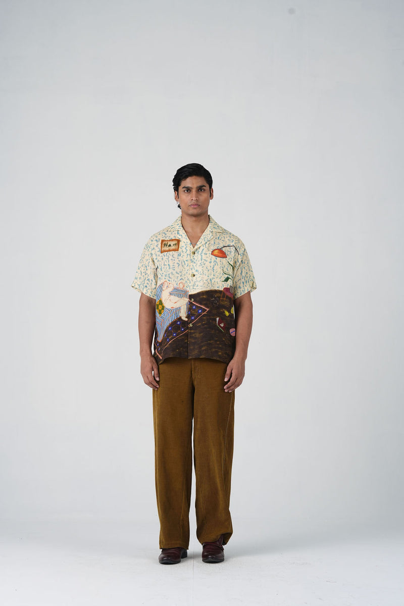 Unisex Shirt-Comic Book linen shirt by CORD MEN in multi-color for men Worldwide