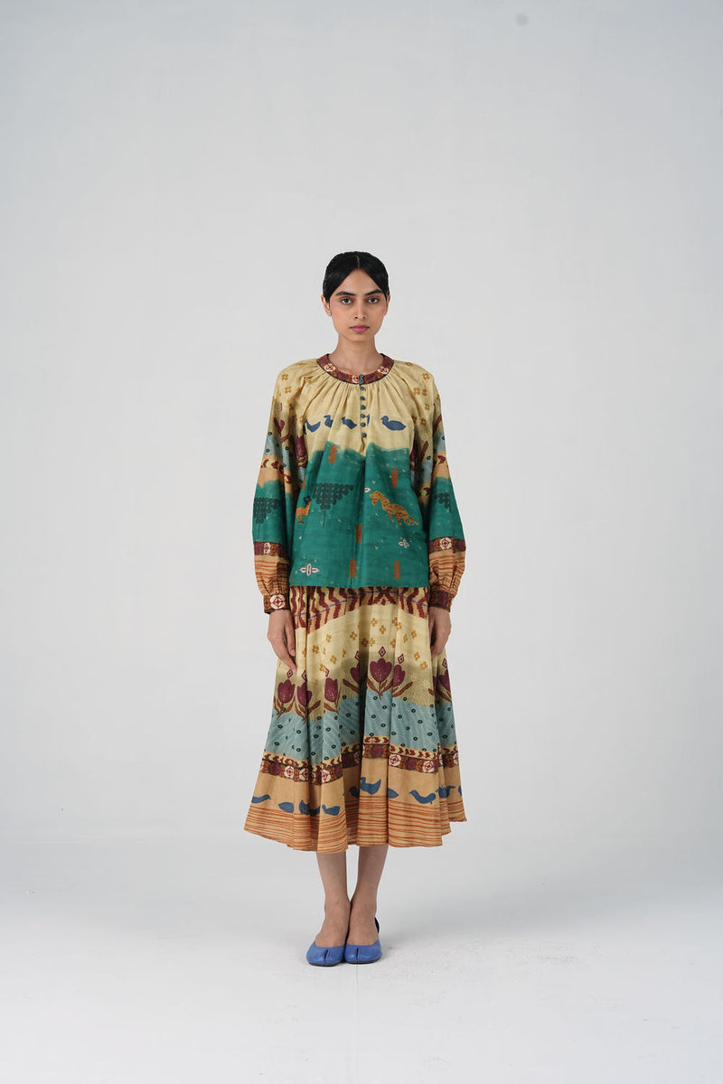 Lido Set-Fresco cotton, cotton silk co-ord set by CORD in multi-color for women Worldwide