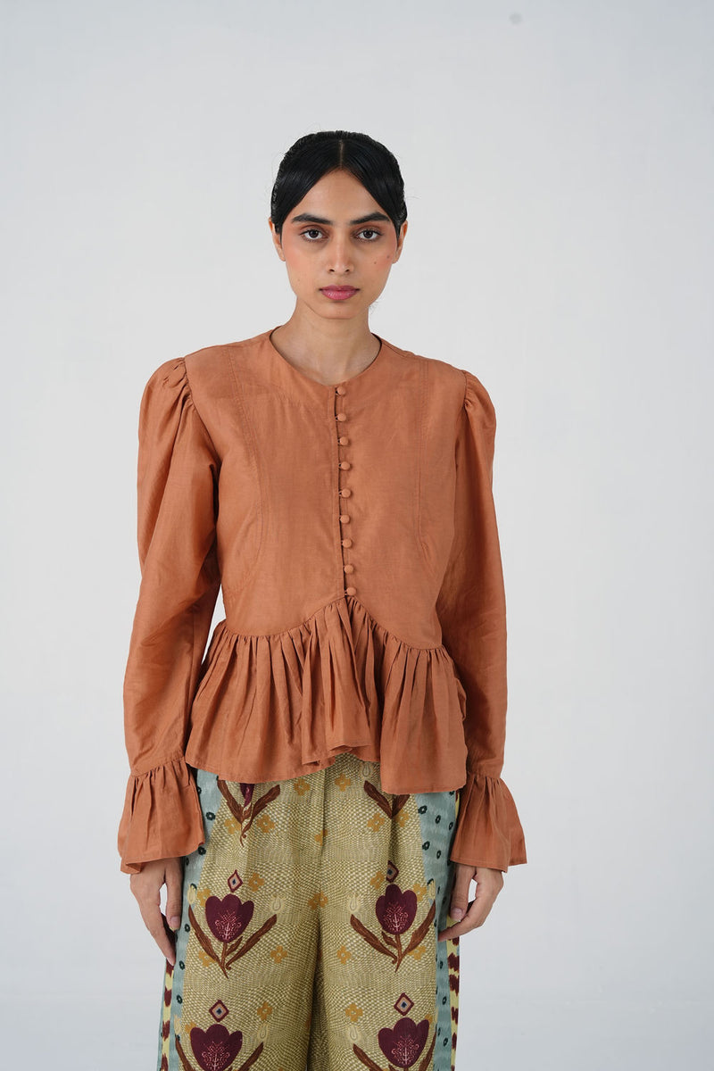 Jae Top-Coral cotton silk top and shirts by CORD in multi-color for women Worldwide
