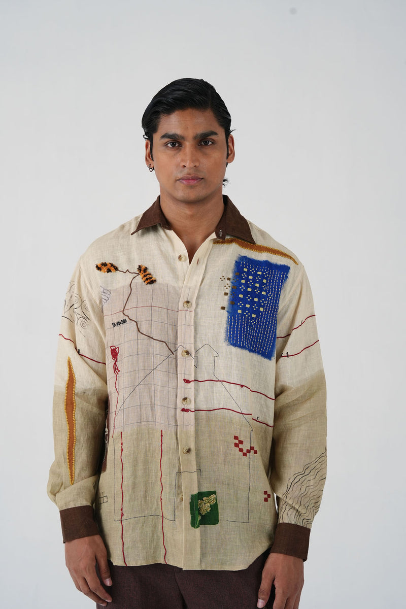 Hop Shirt-Mood Board linen shirt by CORD MEN in multi-color for men Worldwide