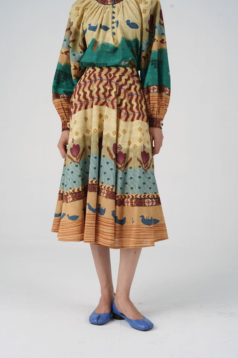 Bias Skirt-Fresco cotton silk skirt by CORD in multi-color for women Worldwide