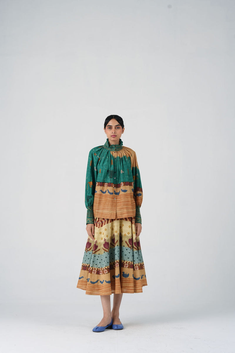 Farmer Set-Fresco cotton silk co-ord set by CORD in multi-color for women Worldwide