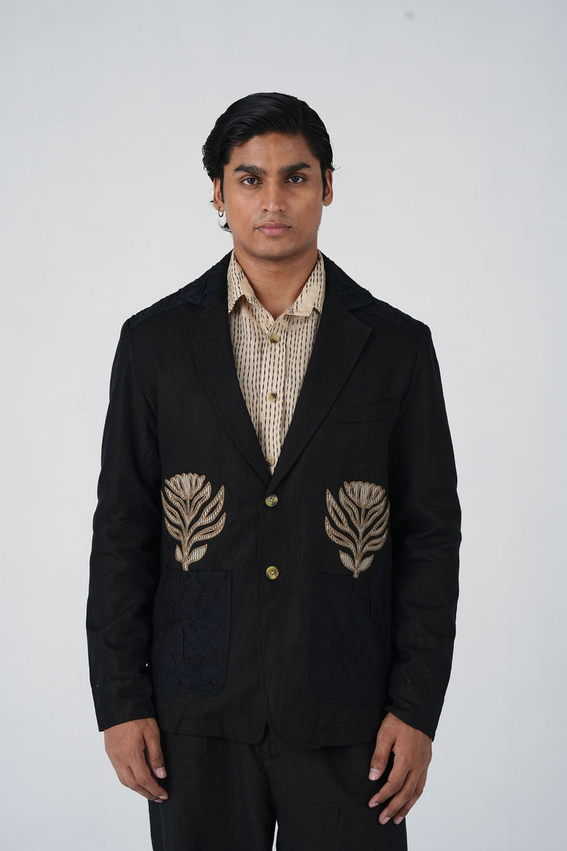 Harlem Blazer-Bouquet Applique linen jacket by CORD MEN in multi-color for men Worldwide