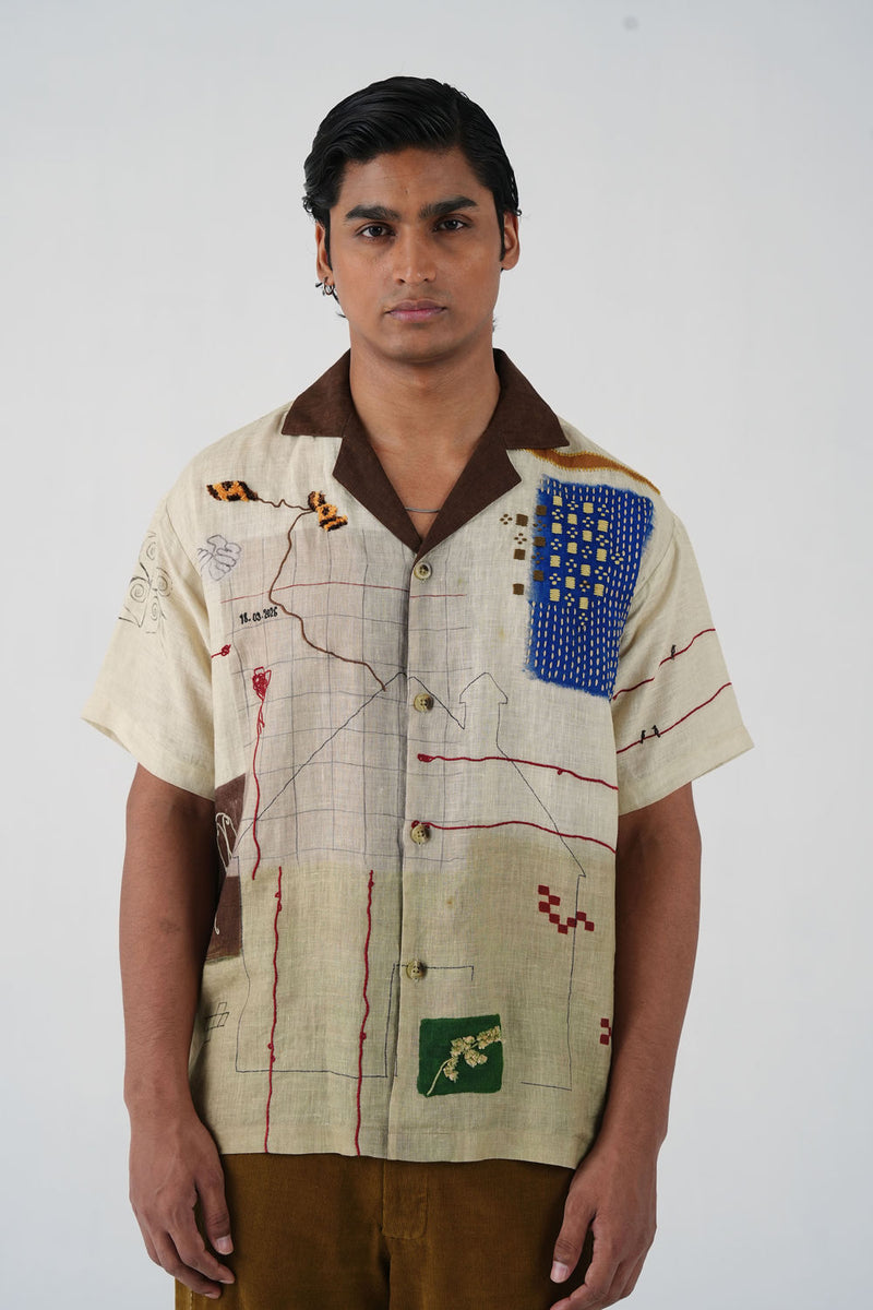 Unisex Oversized Shirt-Mood Board linen shirt by CORD MEN in multi-color for men Worldwide