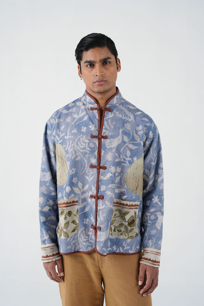 Knot Jacket-Crumpled Wallpaper linen jacket by CORD MEN in multi-color for men Worldwide
