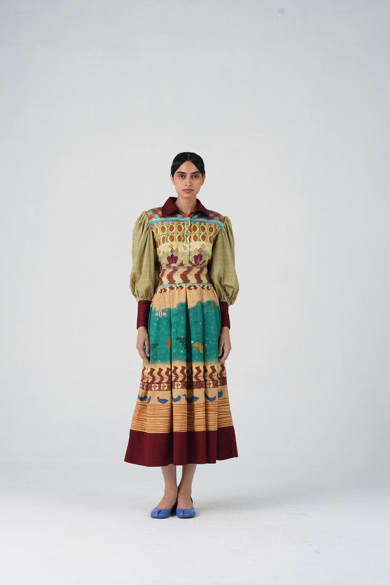 Aida Dress-Fresco satin dress by CORD in multi-color for women Worldwide