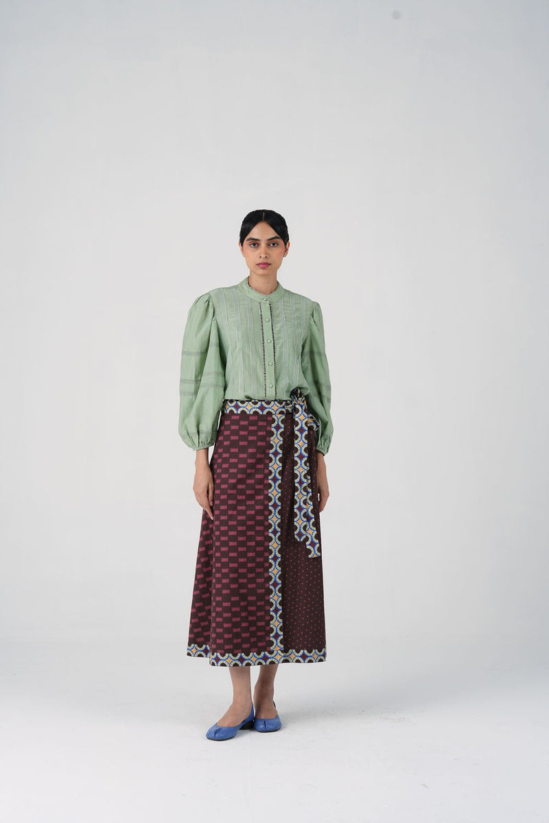 Anna Top-Mint cotton silk top and shirts by CORD in multi-color for women Worldwide