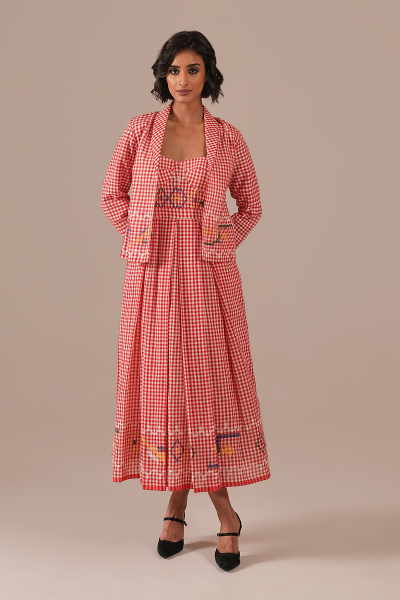 CRIMSON TALE SET 100% cotton by Indigo Dreams in red color for women Worldwide
