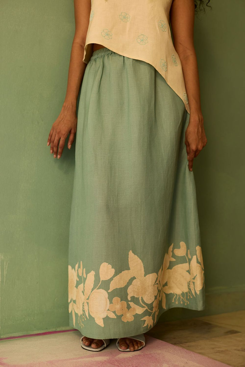 Hibiscus Anaar Asymmetrical Hem Co-ord Set cotton by World of SiSa for women Worldwide
